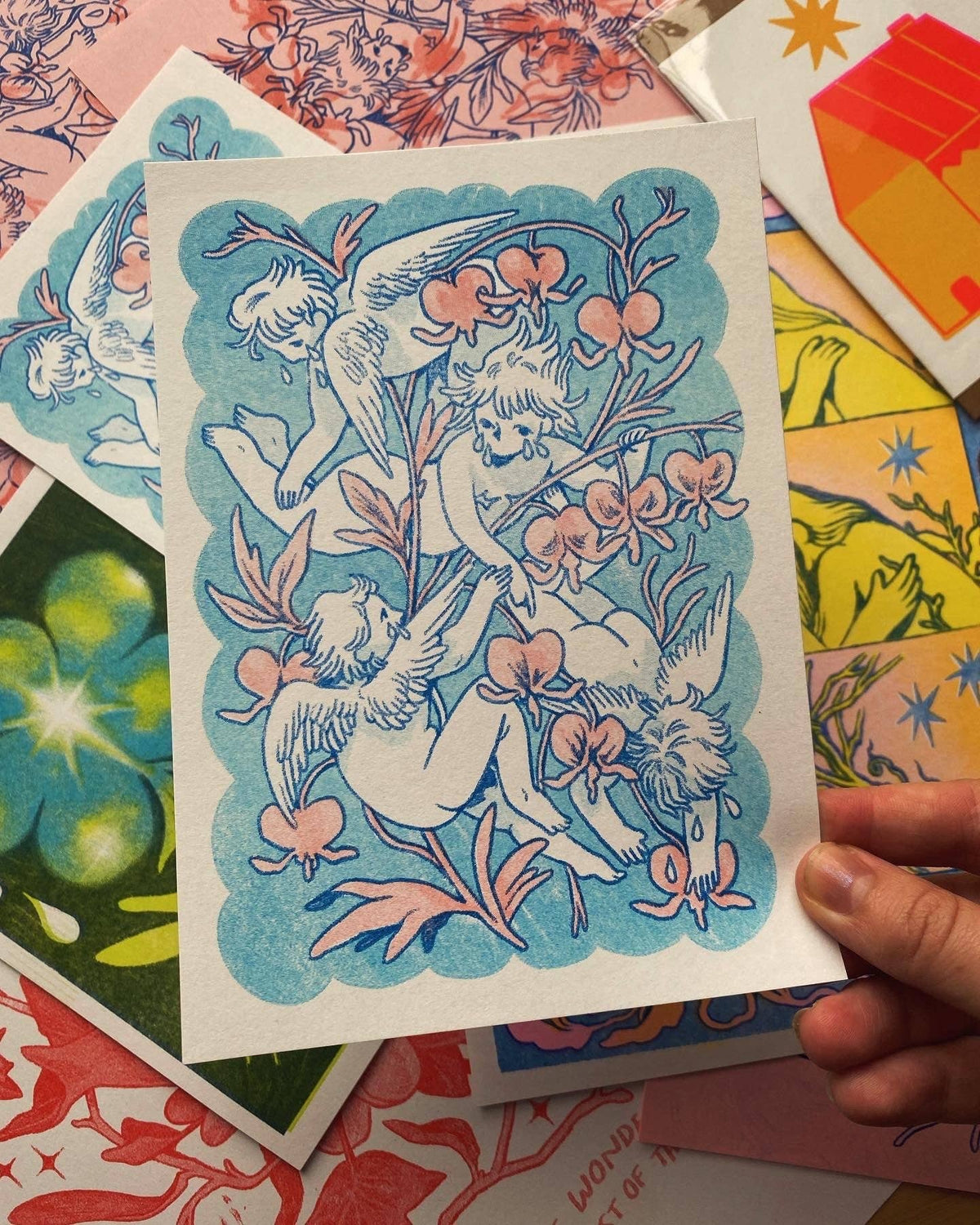 Tearful Cherub Riso Print