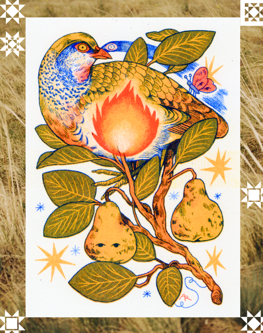 Partridge Pear Riso Print