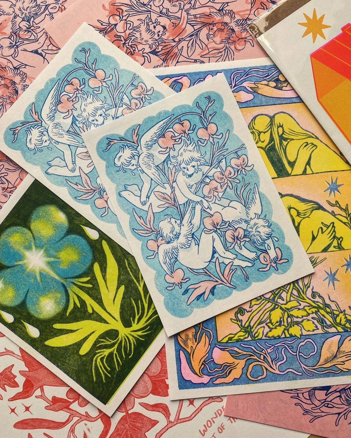 Riso-Printed Flower Print